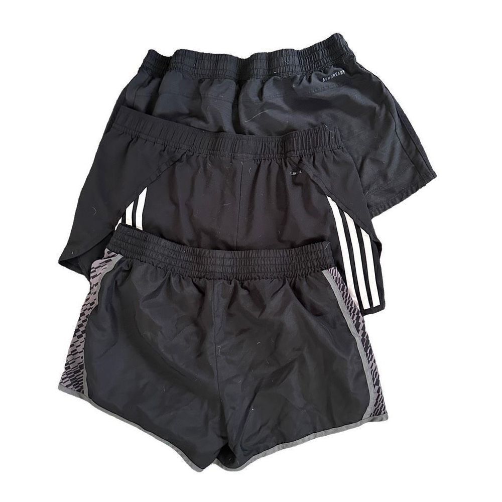 Bundle 3 Black Adidas Running Shorts, one Tek Gear M/L‎